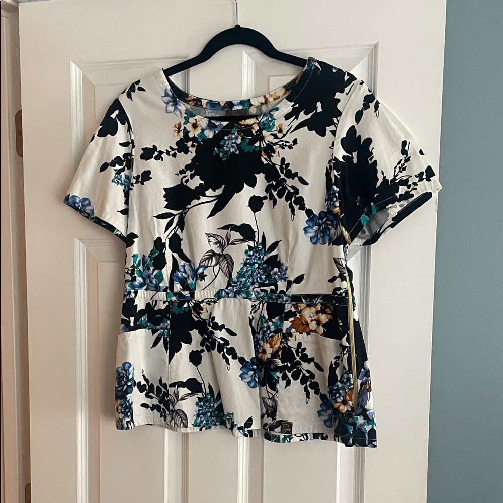 Floral Print Jaanuu Peplum Scrub top
